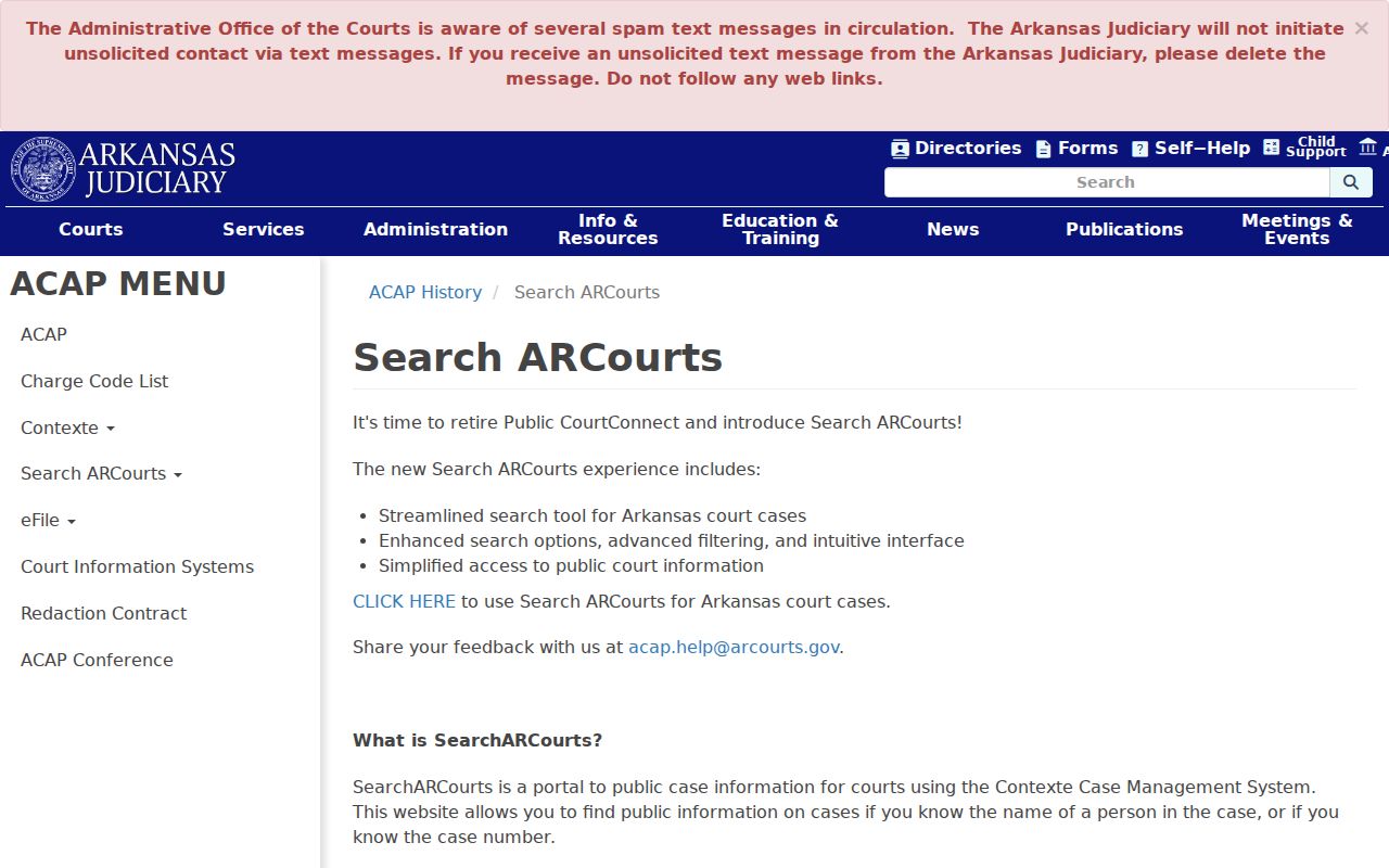 Yell County criminal records Search ARCourts information page