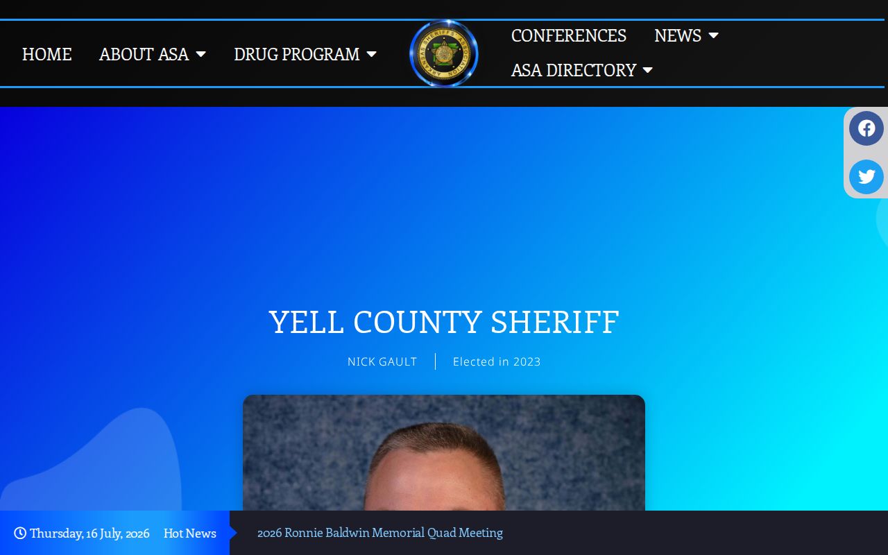 Arkansas Sheriffs Association Yell County sheriff profile
