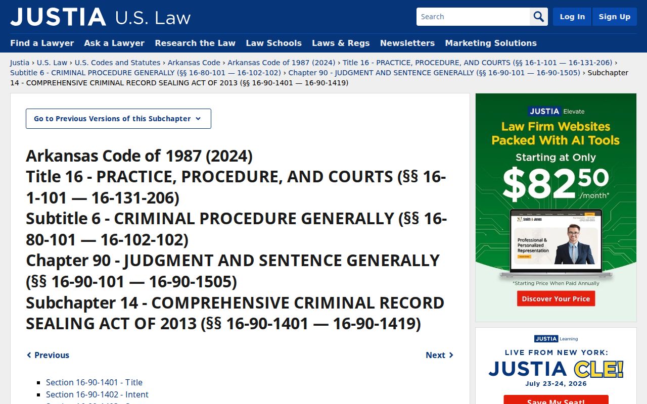 Arkansas criminal record sealing statutes